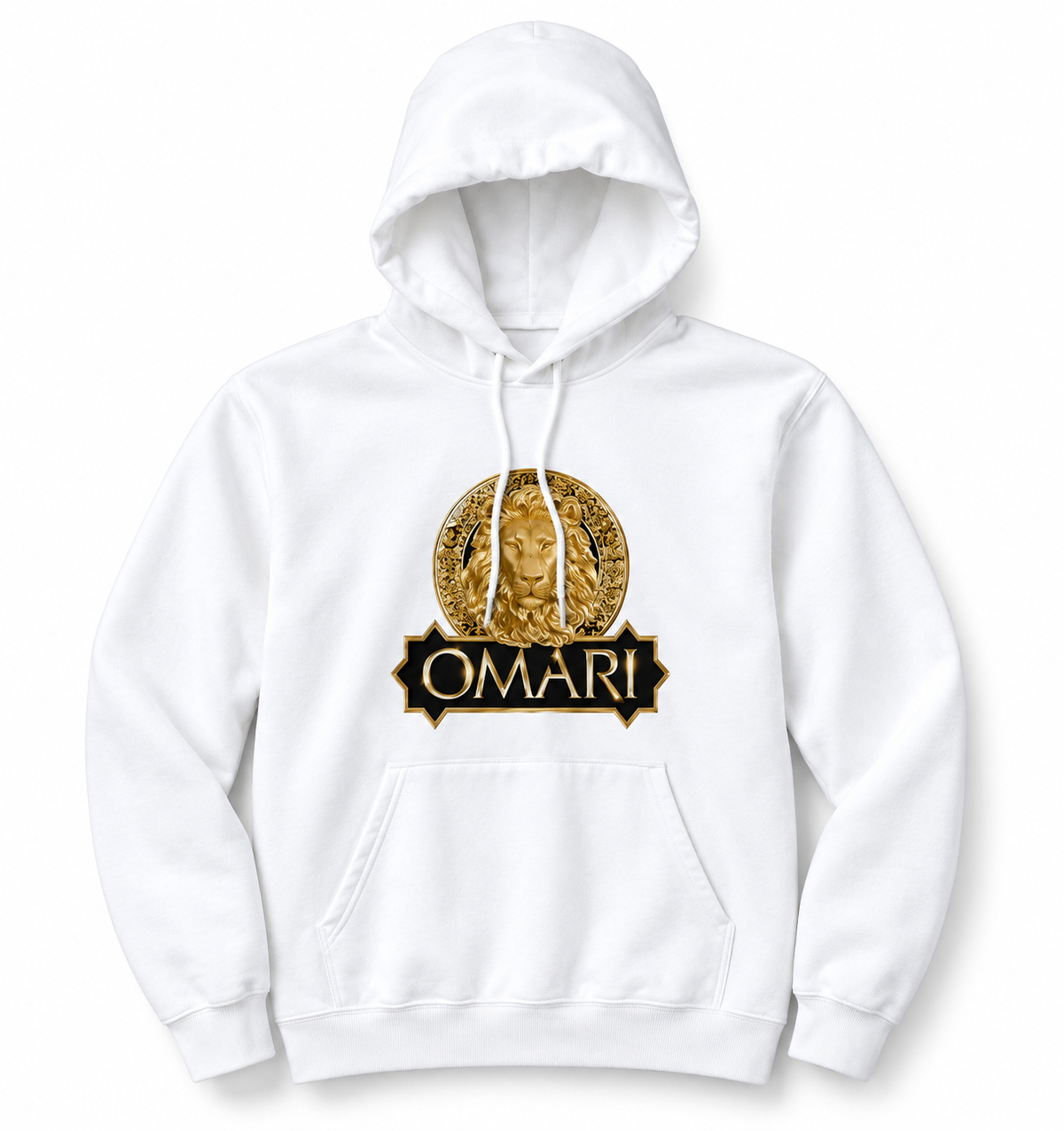 OMARI White & Gold Lion Hoodie