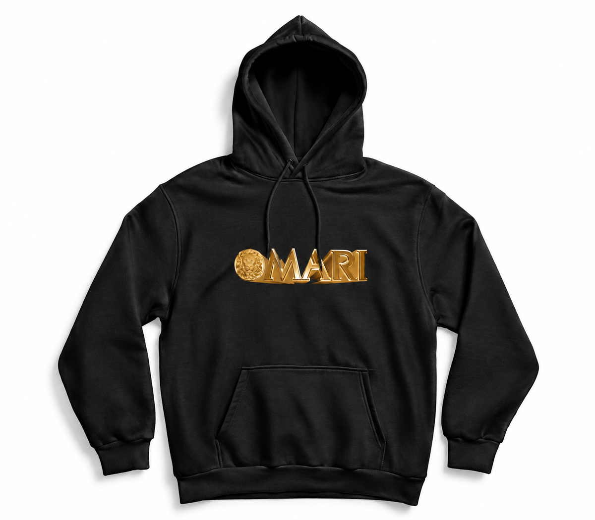 OMARI Black & Gold Name Logo Hoodie