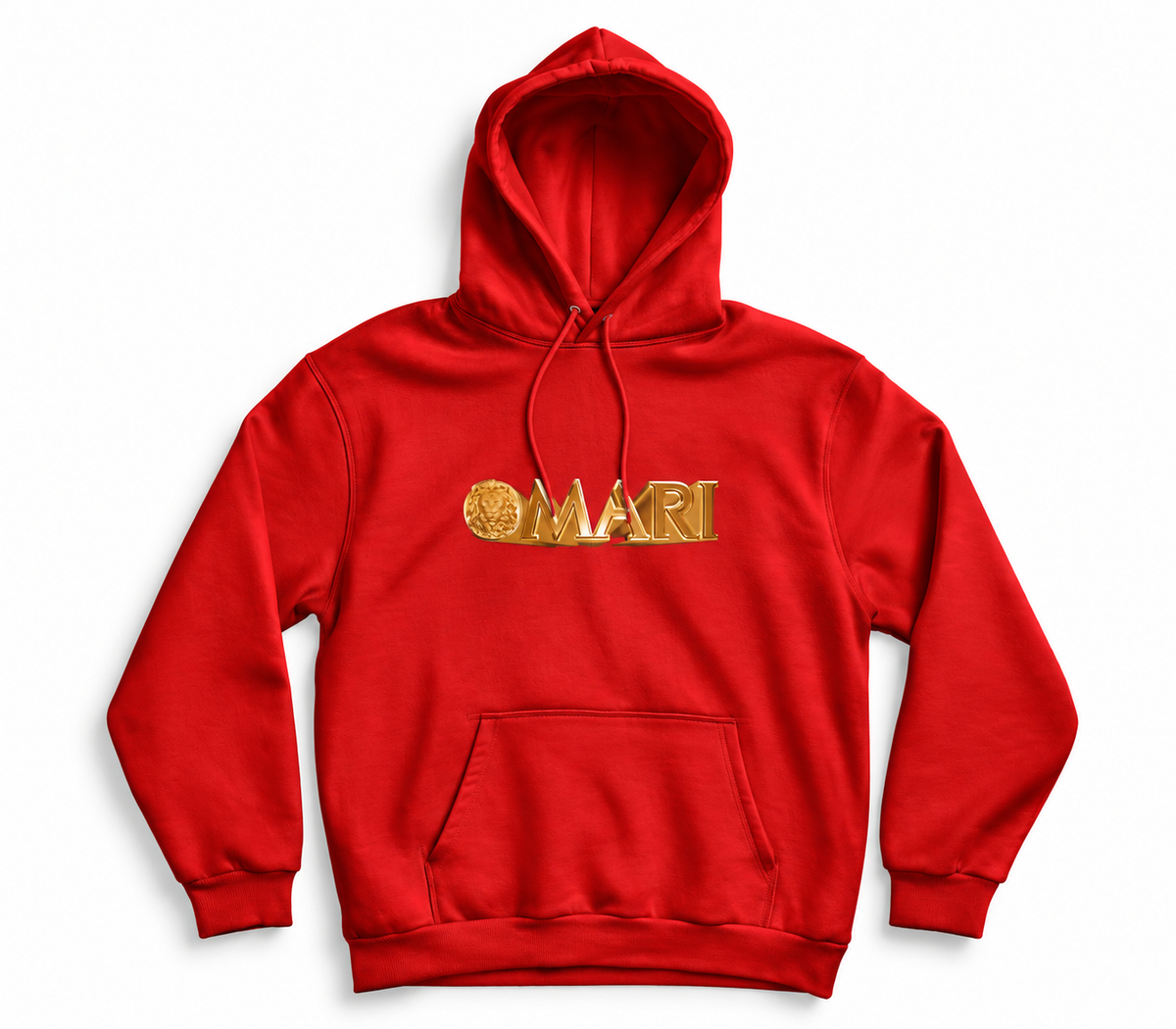 OMARI Red 24K Gold Name Logo Hoodie