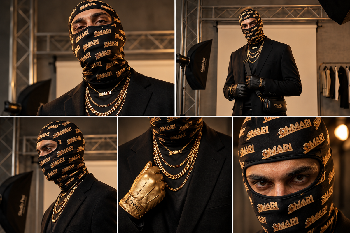 Pre Order OMARI Black & Gold Ski Mask