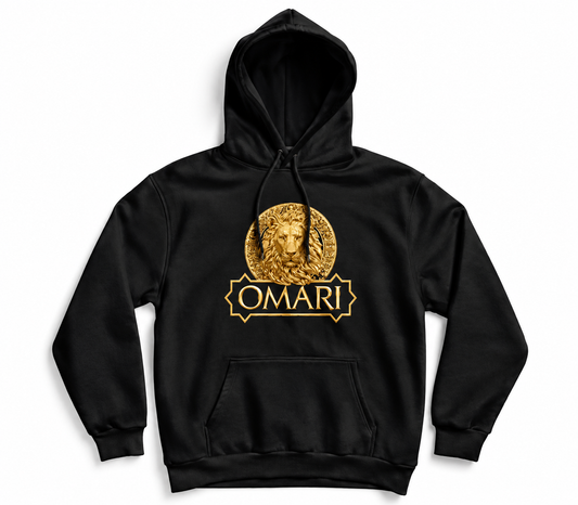OMARI Black 24K Gold Lion Hoodie
